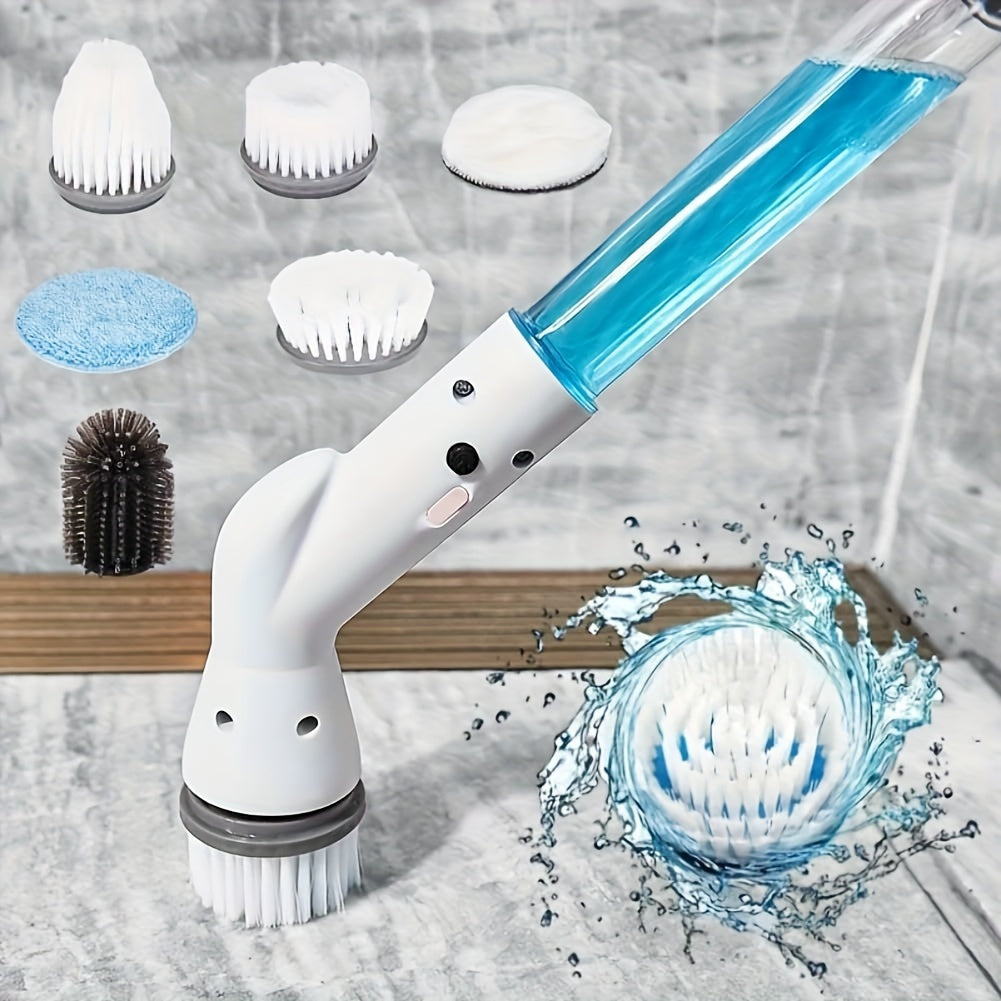 Electric Spin Scrubber – Cordless with 6 Replaceable Brush Heads, Adjustable Long Handle, and Rechargeable Battery – Multifunctional for Bathroom, Kitchen, Tiles, Shower, and Car Cleaning