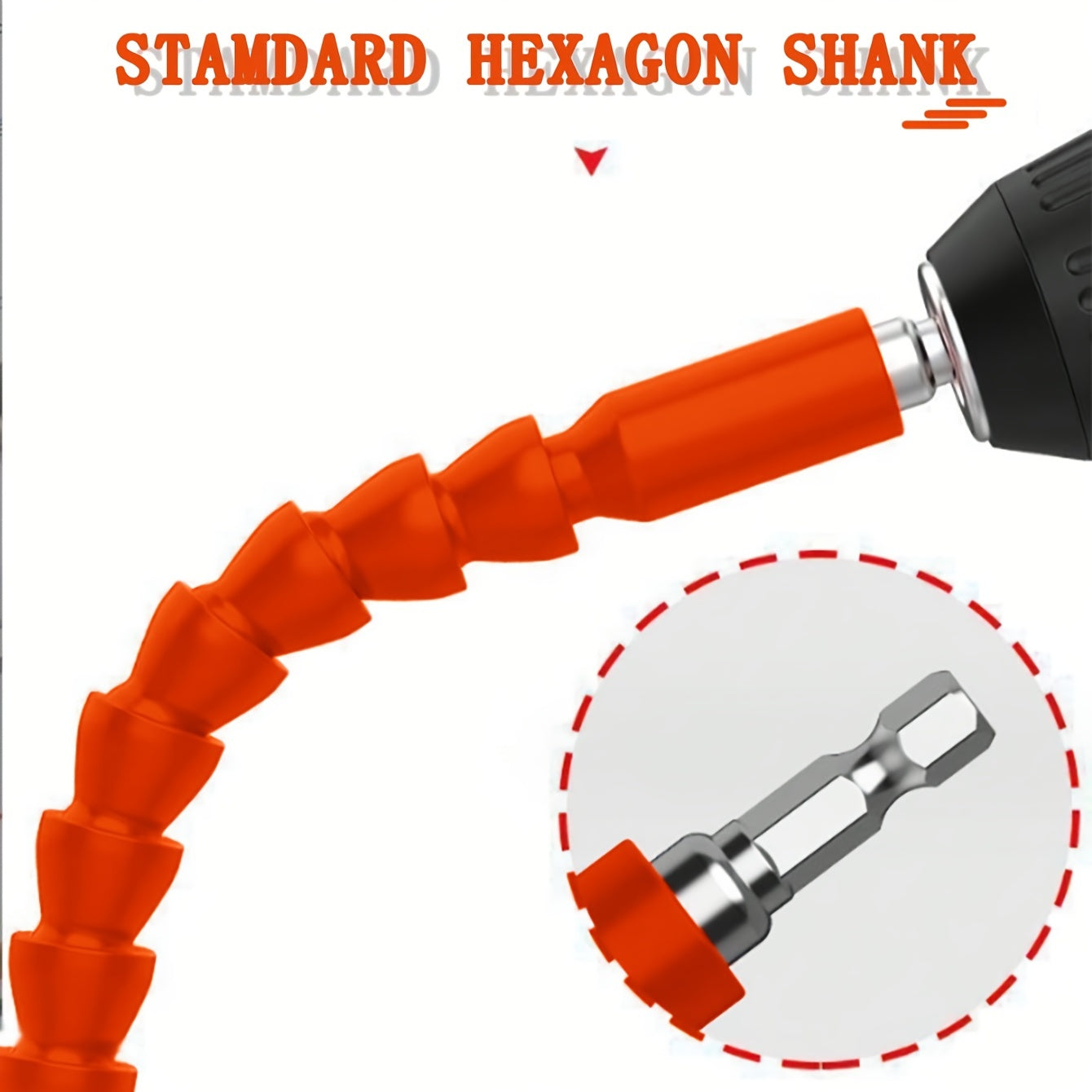 Orange Electric Drill Flex Shaft Adapter - Robust Universal Joint for Tight Spaces, Multi-Functional Screwdriver Extension Holder with Secure Connecting Rod