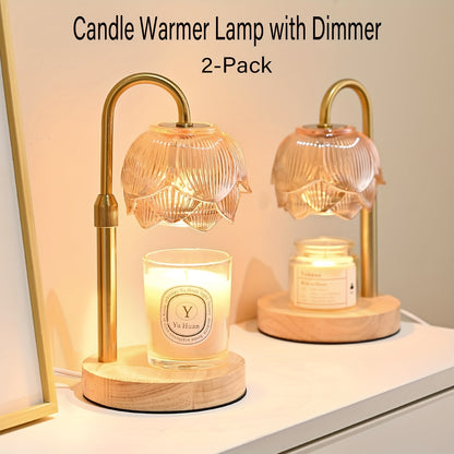 2 Pack Height Adjustable Candle Warmer Lamp with Dimmer - JACKYLED Fragrance Heater with 4 Bulbs - Perfect for Scented Candles, Home Decor and Housewarming Gift