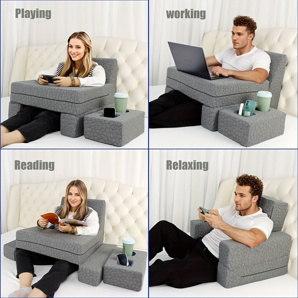 Reading and Gaming Pillow - Multi-Purpose Adjustable Wedge Pillow for Reading, Gaming, Working, Lap Desk, Arm Rest for Steam Deck and Switch, Ideal for Bed, Floor, or Sofa