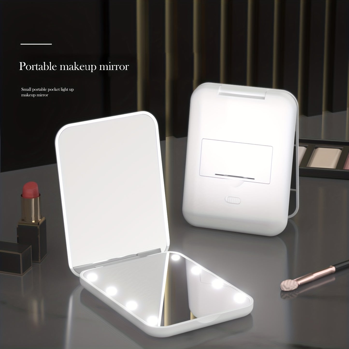 Pocket Mirror with LED Light – 1X/3X Magnification, Compact Travel Makeup Mirror, Folding, Handheld, Portable Purse Mirror, Small Lighted Mirror for Gifts