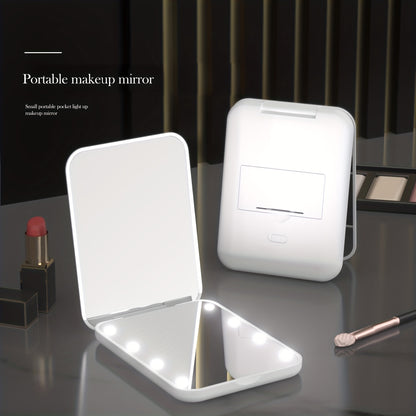 Pocket Mirror with LED Light – 1X/3X Magnification, Compact Travel Makeup Mirror, Folding, Handheld, Portable Purse Mirror, Small Lighted Mirror for Gifts