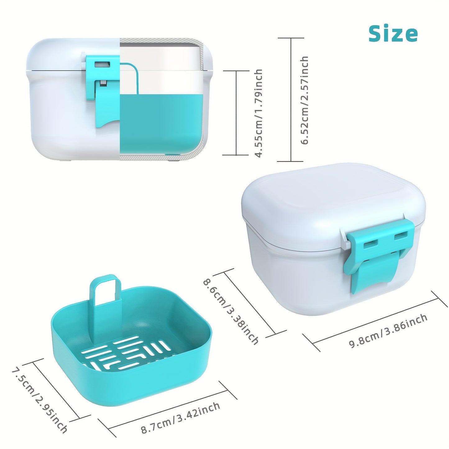 Premium Denture Bath Case with Strainer - Leak-Proof, Travel-Friendly Cleaner and Soaking Container for False Teeth