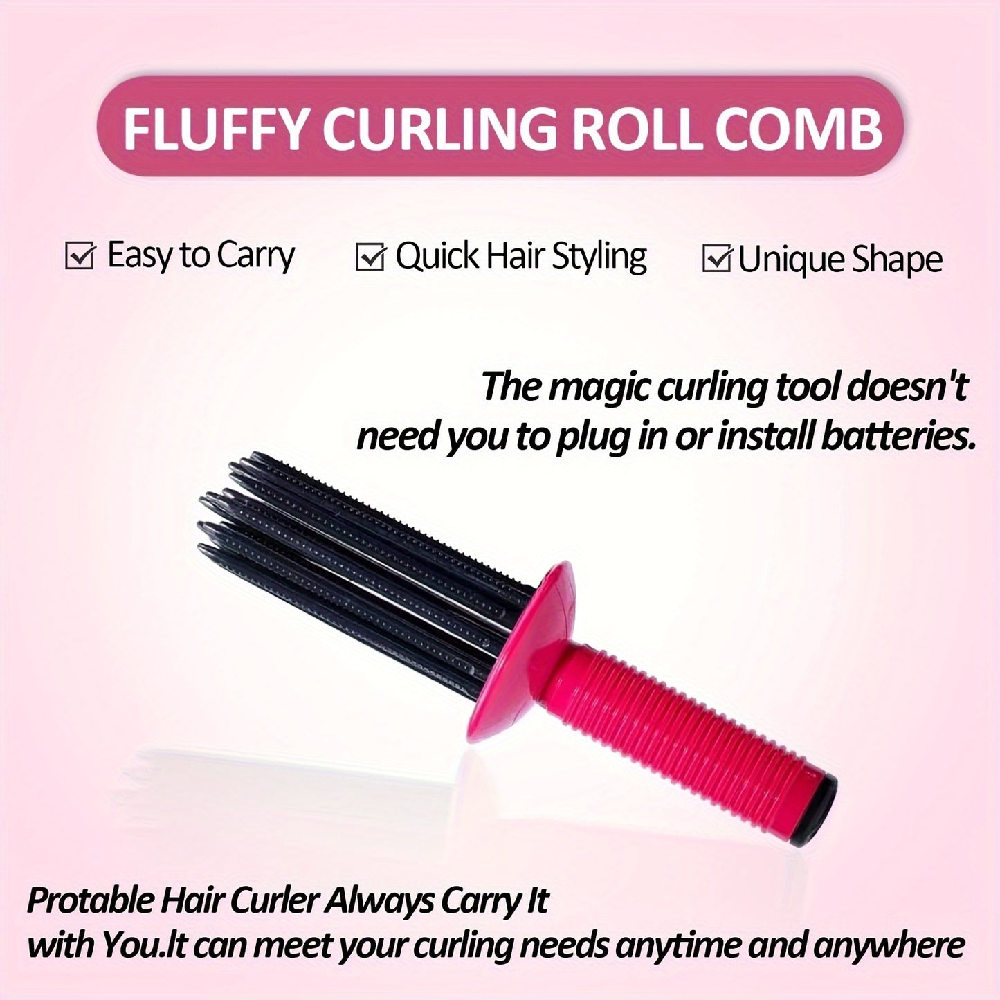 Plastic Hair Curler Comb – Round Brush for Blow Drying and Hair Styling