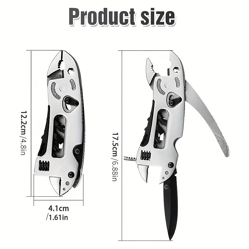 Stainless Steel Multi-Purpose Pocket Pliers - Adjustable Folding Tool with S2 Batch Head, Lightweight Outdoor Multi-Tool Kit