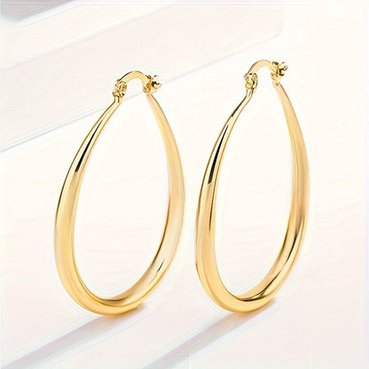 Simple Golden Color Hoop Earrings - Elegant Jewelry Gift for Women