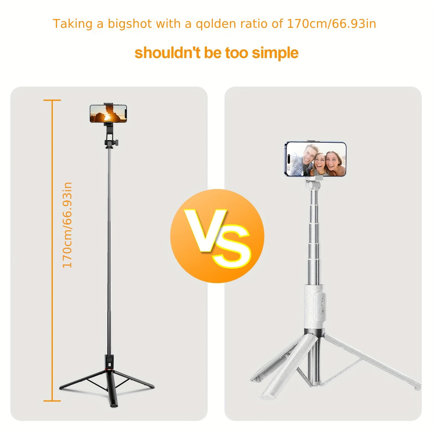 66" Portable Tripod for iPhone and Android - Phone Stand with Remote for Video Recording, Compatible with iPhone 15/14/13, Ideal for Travel