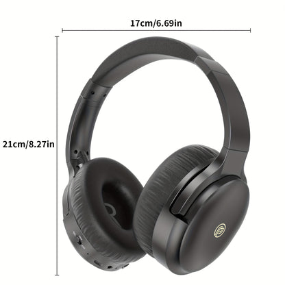 J918 Active Noise Cancelling Wireless Over-Ear Headphones with Mic - 100H Playtime, Hi-Fi Audio, Deep Bass, 3.5mm Cable, Fast Charging