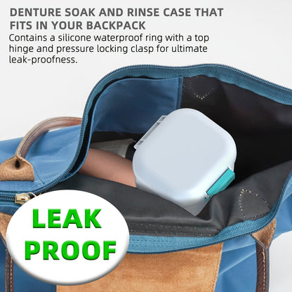 Premium Denture Bath Case with Strainer - Leak-Proof, Travel-Friendly Cleaner and Soaking Container for False Teeth