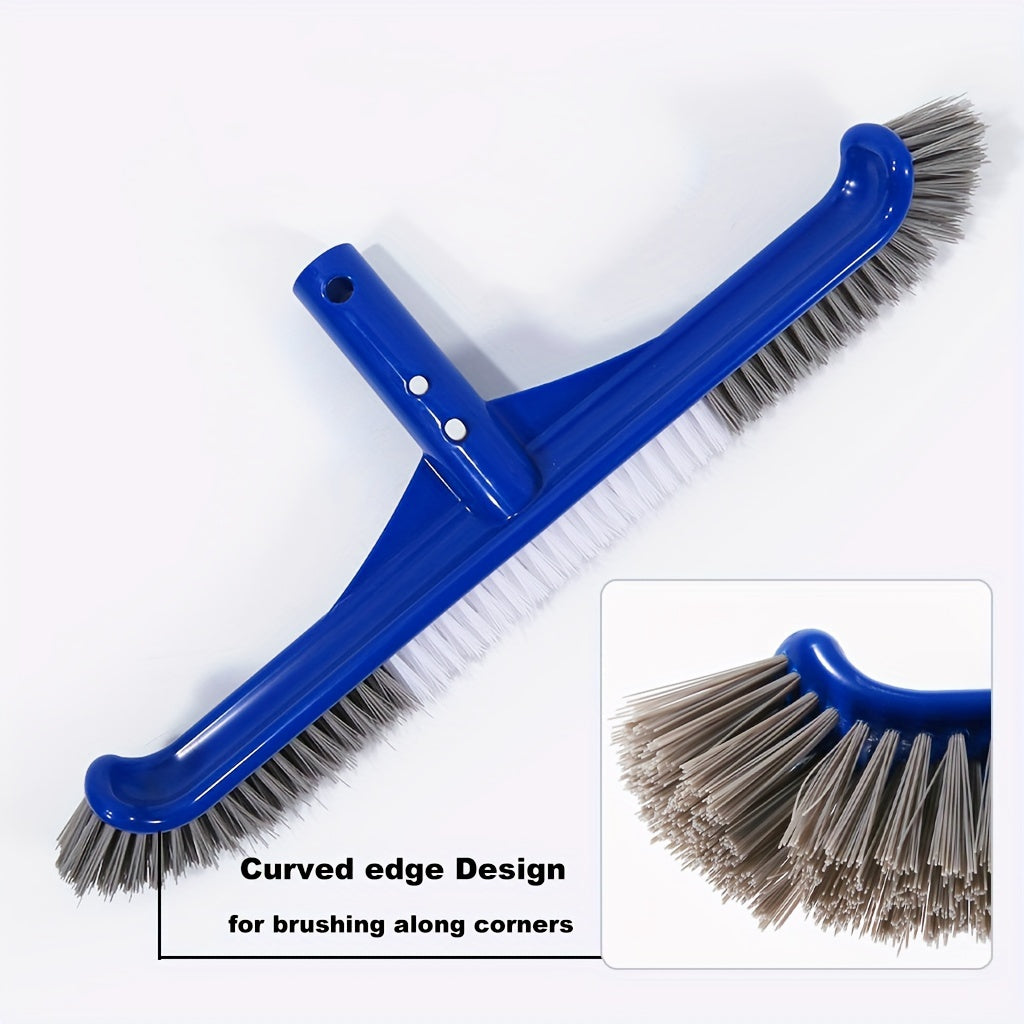 17-Inch Pool Brush - Nylon Bristles with Curved Edge, EZ Clip for Pool Wall, Floor, Step & Corner, Tile Cleaning Brush for Pool, Spa and Bathroom