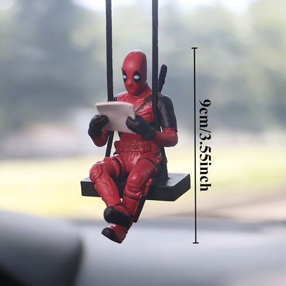 Deadpool Action Figure Swing Pendant – PVC Hanging Ornament for Rearview Mirror – Animated Superhero Design for Auto Interior Decoration