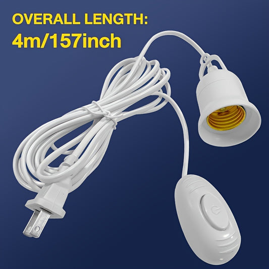 Pendant Light Socket Kit – 1pc/2pcs Keso Hanging Lamp Socket for E26/E27 Bulbs, 13.12ft Cord with On/Off Switch, White (Bulb Not Included)