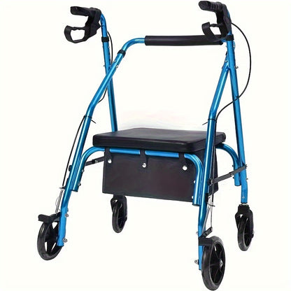 Durable Multi-Purpose Walker Basket with 4 Wheels – Under Seat Storage Pocket – Ideal for Seniors and Medical Use – Polyester Fabric