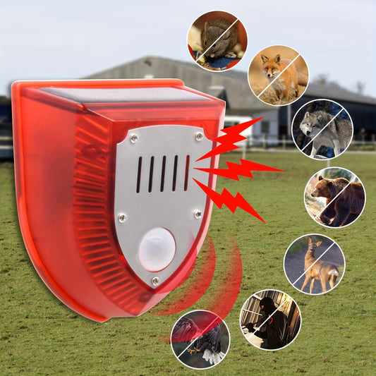 Advanced Solar-Powered Security Alarm Light - 129dB Gunshot & Dog Barking Sounds, Strobe Light with Motion Sensor | Outdoor Warning Lamp for Farm, Barn, Villa, Yard | Durable, Weather-Resistant, Energy-Efficient