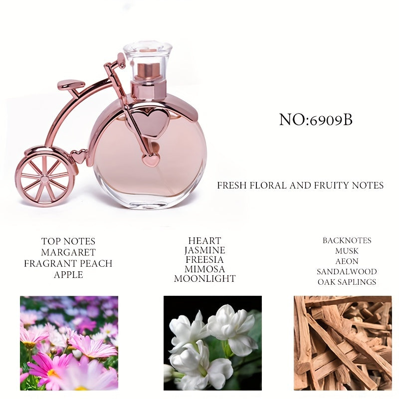 Charming Bicycle-Shaped Perfume for Women - Floral & Fruity Eau De Toilette - Fresh, Long-Lasting Scent for Everyday Wear & Romance - Ideal Gift