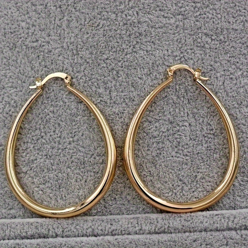 Simple Golden Color Hoop Earrings - Elegant Jewelry Gift for Women