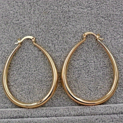 Simple Golden Color Hoop Earrings - Elegant Jewelry Gift for Women