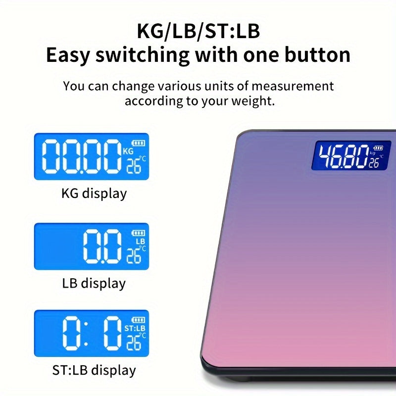 Digital Bathroom Scale with Temperature – Highly Accurate Body Weight Scale, Lighted LCD Display, Round Corner Design, 400 lb Capacity, 3 Weighing Units (LB/KG/ST)