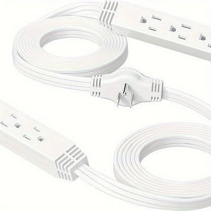 Extension Cord Power Strip - 12 Foot Cord, 6 Feet on Each Side, Flat Head (Wall Hugger) Plug, 6 Polarized Outlets, 13A 125V 1625W, ETL Approved