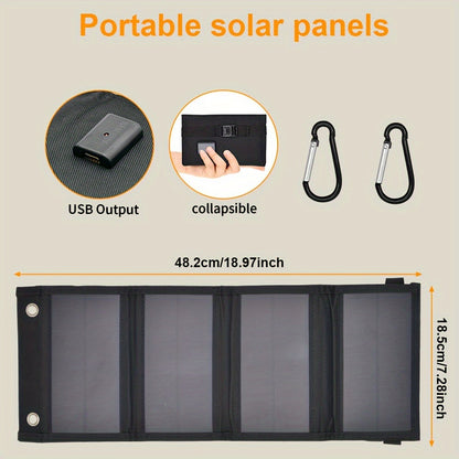 Portable USB Foldable Solar Panel - Waterproof, Folding Charger for Mobile Phones, Tablets, Outdoor Camping and Home