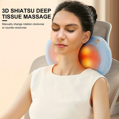 3D Shiatsu Back Massager – Deep Tissue Electric Massage Pillow for Chair and Car, Perfect Gift for Men and Women, Ideal for Mother's Day