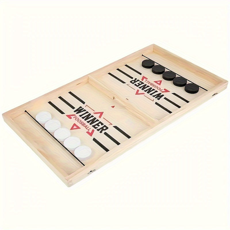 Family Fun Wooden Puck Game – Fast Sling Puck Board Game for Kids and Adults, Perfect Birthday Gift for Family Interaction