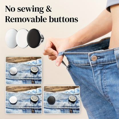 24 Pack Instant Buttons – No Sewing, Removable – Ideal for Jeans, Shirts and Jackets – Includes Box and Screwdriver – Metal Material