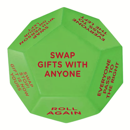 Christmas Party Favor Dice - 3x3 Inch Santa Gift Exchange Game with 12 Unique Sides for Holiday Fun and Family Entertainment