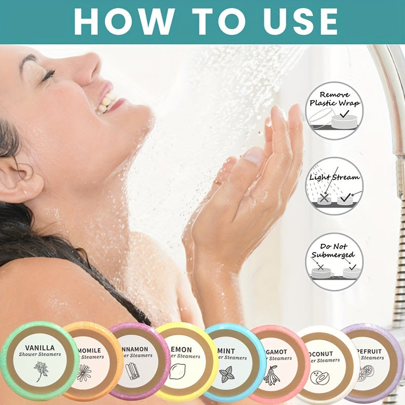 Shower Steamers Variety Pack - 8 Essential Oil Shower Bombs for Self-Care and Relaxation, Perfect Gift for Women and Men