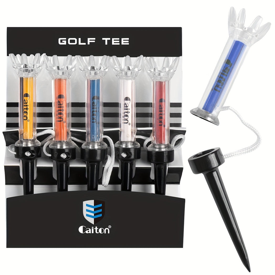 Caiton Magnetic Plastic Golf Tee Set - 360° Bounce, Two Sizes, 5Pcs Set to Improve Your Golf Game