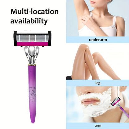 Women's 6-Layer Stainless Steel Blade Razor – Non-Electric, Unscented for Smooth, Close Shave, Ideal for Leg Hair Removal and Personal Care