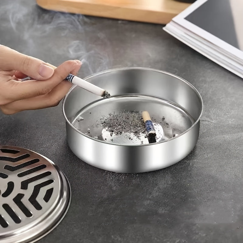 Stainless Steel Mosquito Coil Incense Burner with Lid – Fireproof and Heat-Resistant Ashtray for Indoor and Outdoor Use, Ideal for Living Rooms, Bedrooms, and Pest Control