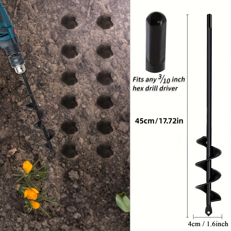 2pcs Auger Drill Bit Set for Gardening – 3/8 In Hex Drive, Non-Electric, Time-Saving Tool for Bedding Plants and Umbrella Holes, Available in 1.6x16 & 3.5x16 Inches