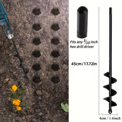 2pcs Auger Drill Bit Set for Gardening – 3/8 In Hex Drive, Non-Electric, Time-Saving Tool for Bedding Plants and Umbrella Holes, Available in 1.6x16 & 3.5x16 Inches