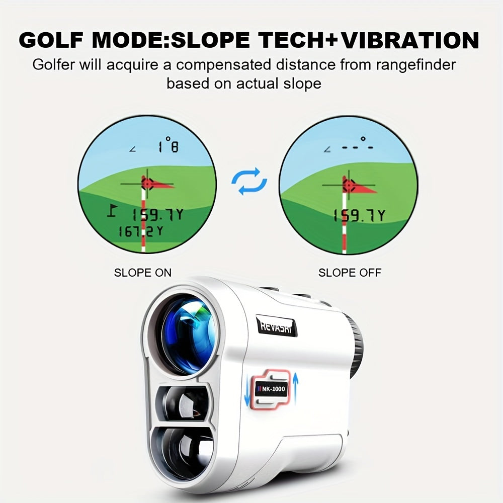 REVASRI Golf Rangefinder with Slope and Pin Lock Vibration – Tournament Legal with External Slope Switch – 1000YDS Range and Rechargeable Battery