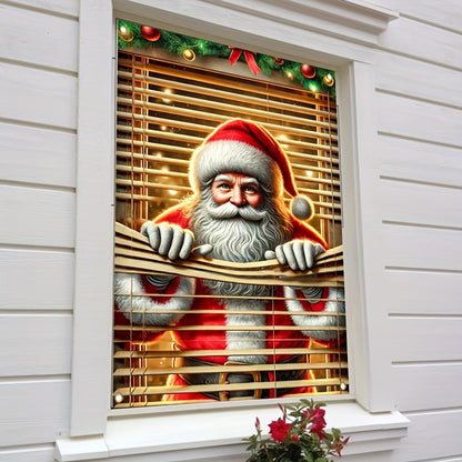 HEGO Polyester Santa Window Cover - Festive Door Banner for Christmas & New Year, Multipurpose Home & Outdoor Decoration, No Electricity Required