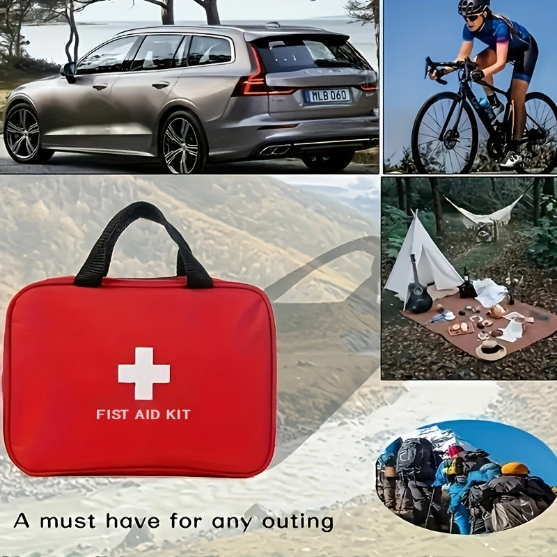 Deluxe First Aid Kit with Portable Bag - Essential Emergency Supplies for Camping, Hiking, and Travel, Includes Scissors, Tweezers, and More