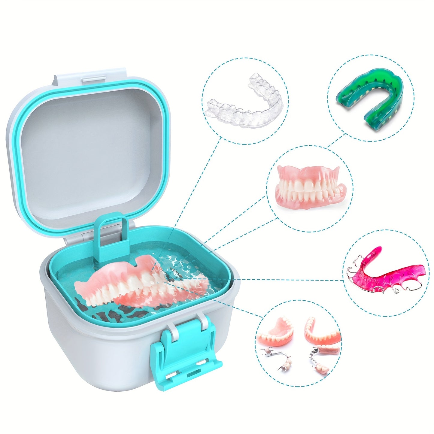 Premium Denture Bath Case with Strainer - Leak-Proof, Travel-Friendly Cleaner and Soaking Container for False Teeth