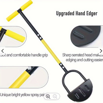 Full Steel Stand-Up Garden Edger with T Grip - Effortless Lawn Trimming and Edging Tool