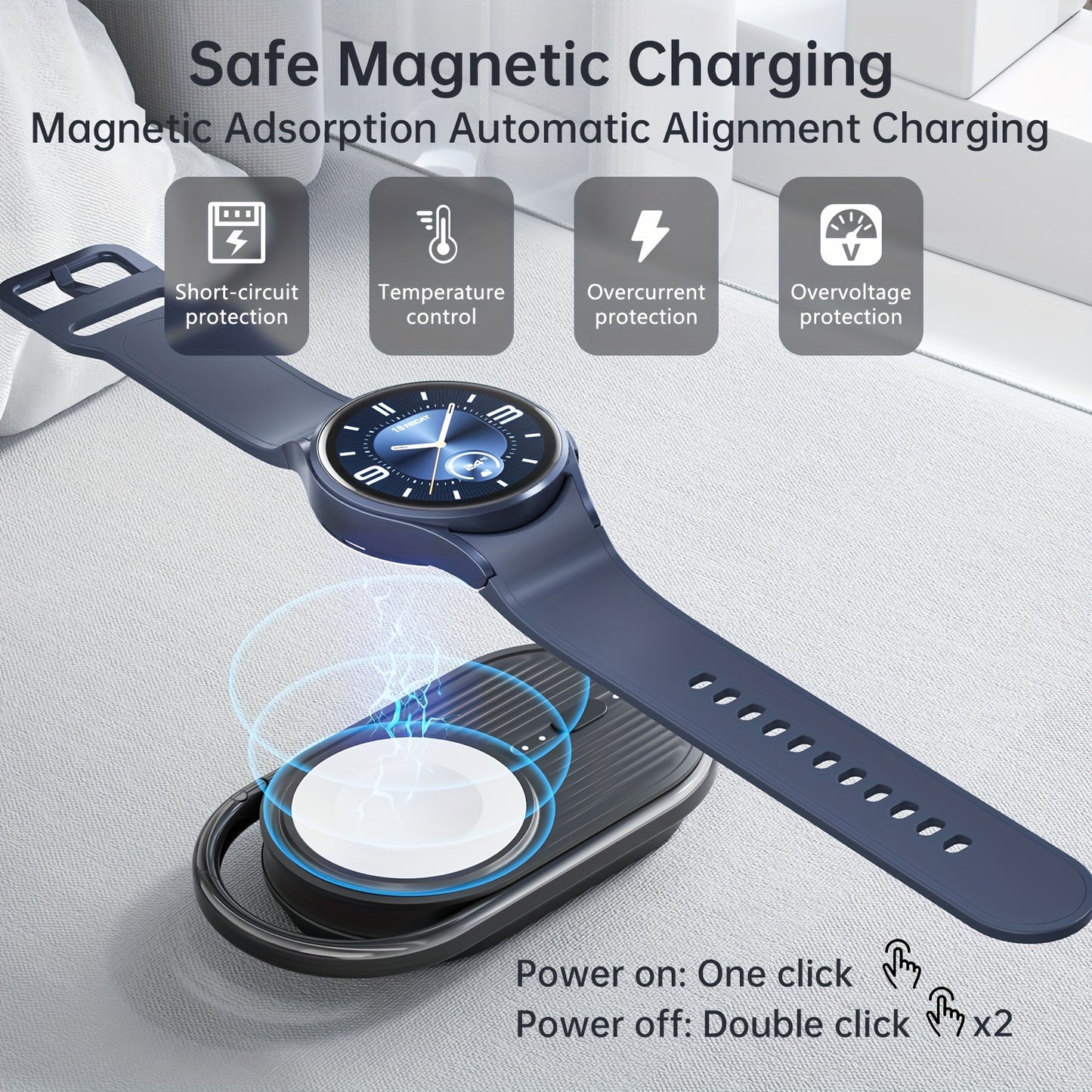 Portable Watch Charger for Samsung Galaxy Watch 6/5/4/3 and Gear S3/Sport – 1200mAh Fast Charging for Travel and Emergencies