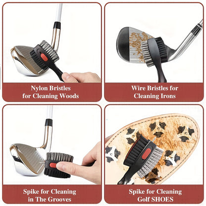 Magnetic Golf Club Cleaning Brush and Groove Cleaner with Keychain - Essential Golf Accessory