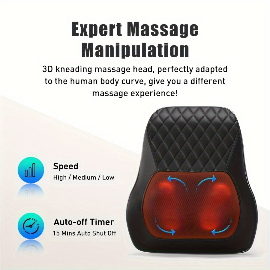 3D Kneading Back and Neck Massager with Heat - Versatile Massage Pillow for Shoulders, Legs, and Back - Perfect Holiday Gift for Family, Father's Day, and Mother's Day