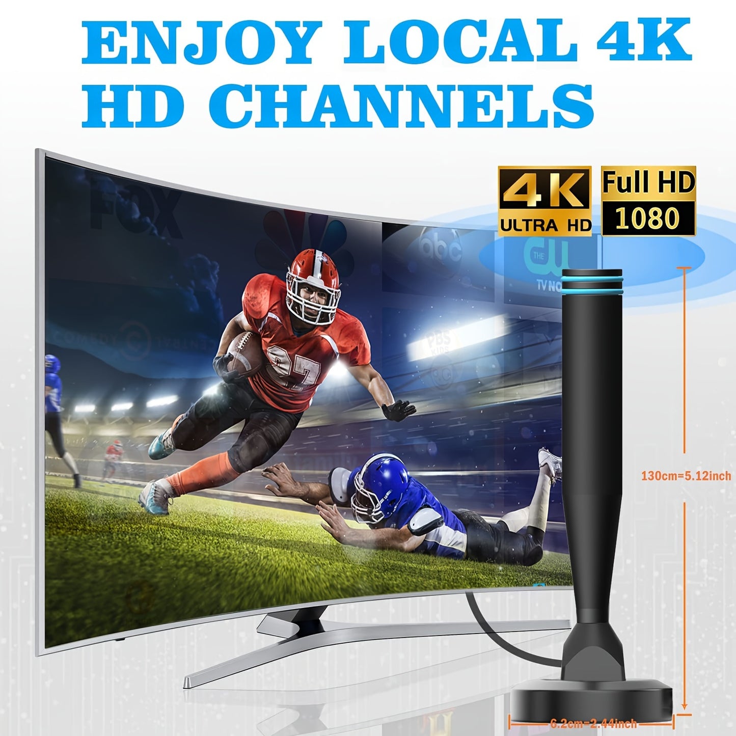 2024 Latest HD Digital TV Antenna - Indoor/Outdoor with Powerful Magnetic Mount, 360° Reception - Supports 4K and 1080p Local Channels