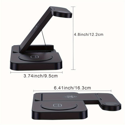 4 in 1 Foldable Fast Wireless Charging Station - Compatible with Samsung S23/S22 Ultra, Galaxy Watch 6/5/4/3, Buds/Pro, and Multiple Android Devices