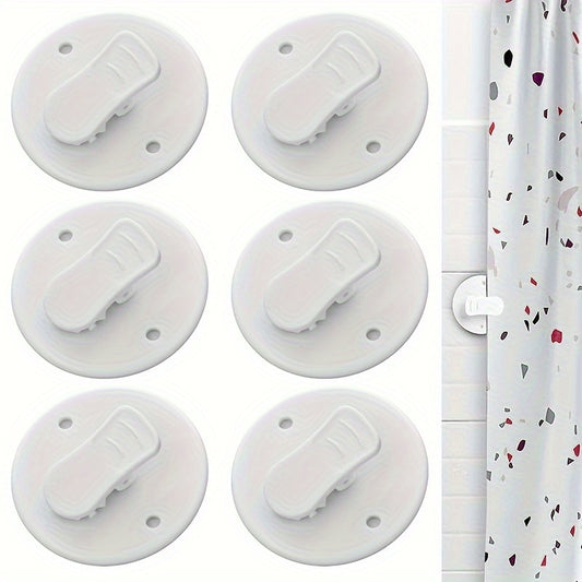 6 Piece Shower Curtain Clips – Windproof Splash Guard, Adhesive Bathroom Curtain Weight Clips for Home