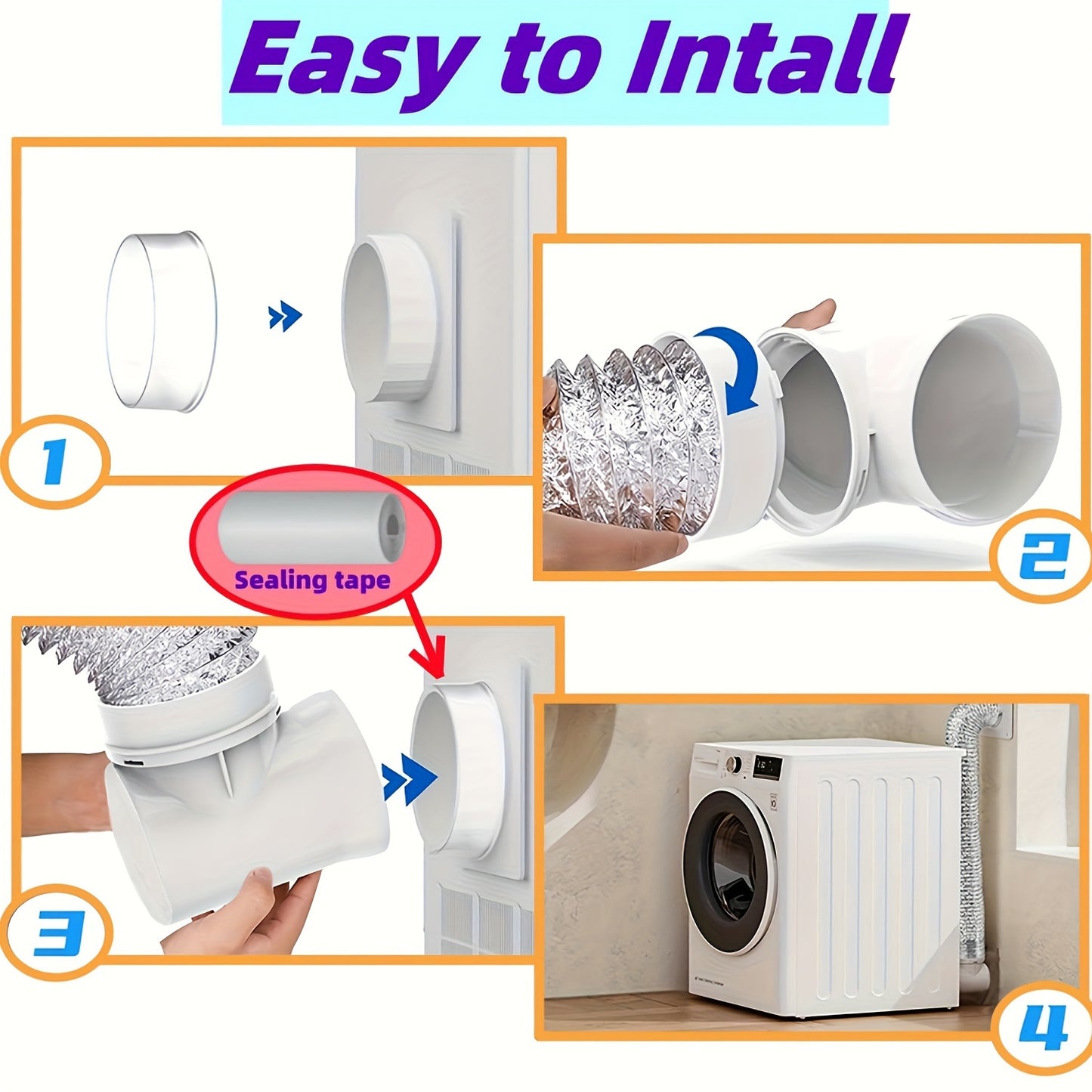 Premium 4-Inch Dryer Vent Kit – No Power Needed, Includes Mounting Bracket & STV-90 Connector – Easy Installation for Standard Laundry Ducts