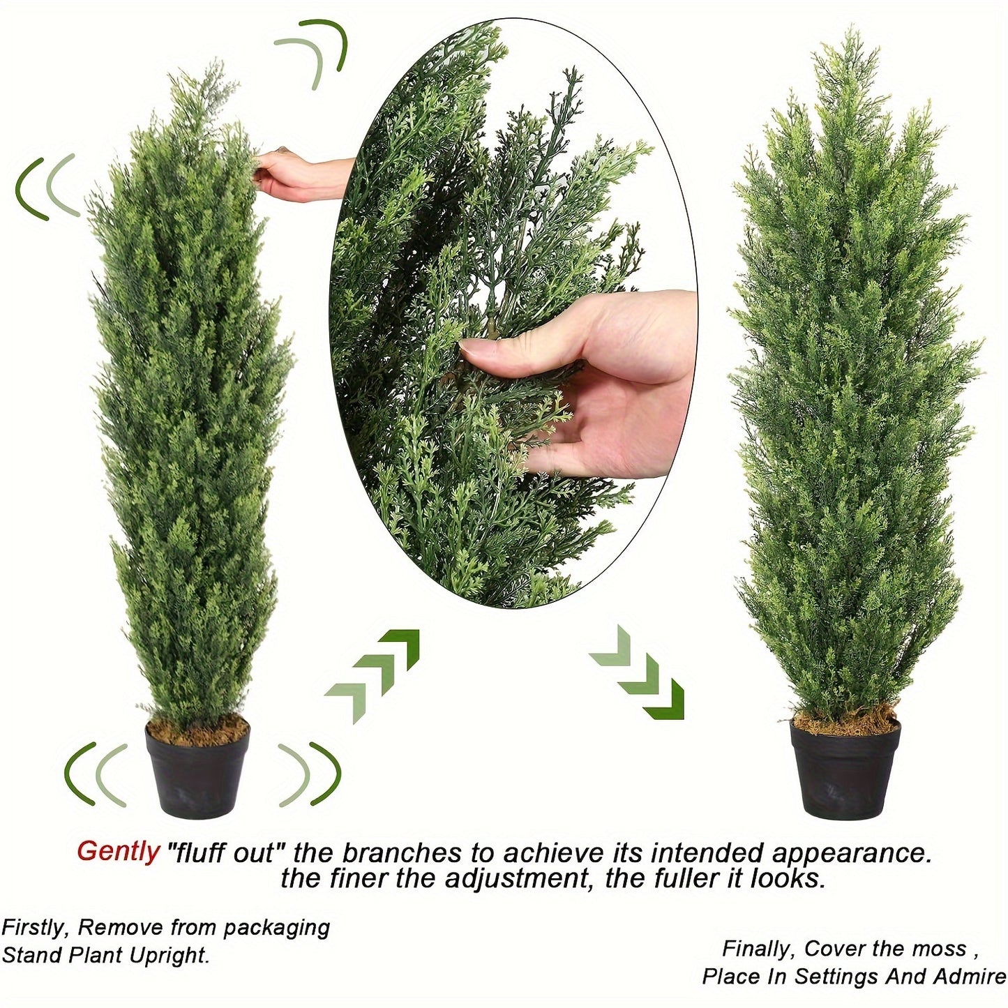 Set of 2 Artificial Cedar Topiary Trees – 3/4/5/6FT for Outdoor Front Porch, 5 Feet Faux Potted Evergreen Pine Cypress Trees for Home Decor