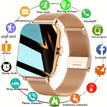 New Full Touch Smart Watch – High-Resolution Display, Sleep & Exercise Tracker, Compatible with Android/iOS – Fashionable Design for Men and Women, Ideal Gift for Friends and Loved Ones