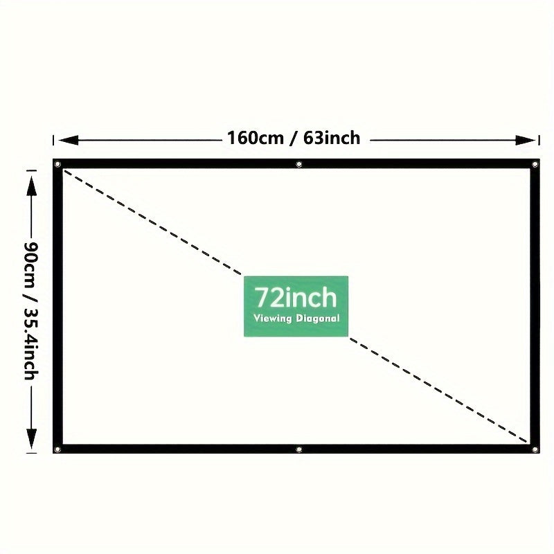 72/84/100 Inch HD Projection Screen - Foldable, Anti-Wrinkle Portable Movie Screen for Home Theater, Outdoor, and Indoor Projection