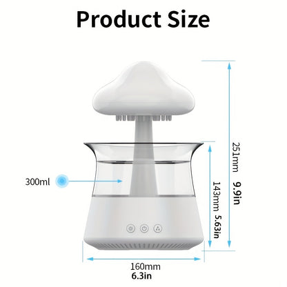 Compact Zen Rain Cloud Aromatherapy Diffuser – Quiet, USB-Powered Mood Enhancer with Nightlight and Atomization – Perfect for Serene Sleep